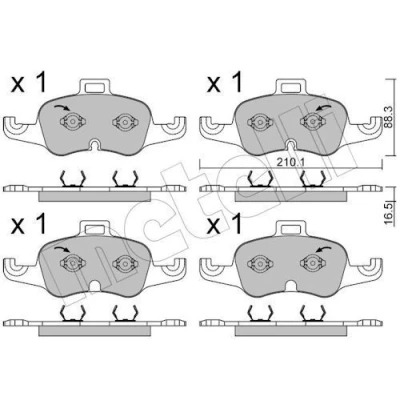 Abbildung von METELLI 22 1127 1 Bremsbelagsatz für Verschleißwarnanzeiger vorbereitet AUDI: TT Coupe, Roadster
