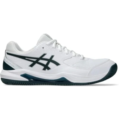 Abbildung von Asics Geldedicate 8 CLAY Tennisschuh für Sandplätze, Herren, Größe: 41.5, White/saxon green Lederimitat/textil