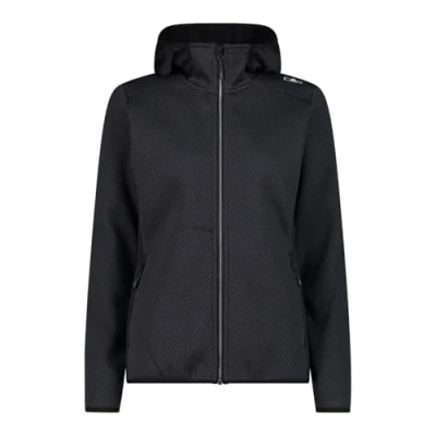 Abbildung von CMP Knit Tech Damen Fleecejacke mit fester Kapuze, Antracite Schwarz, 48