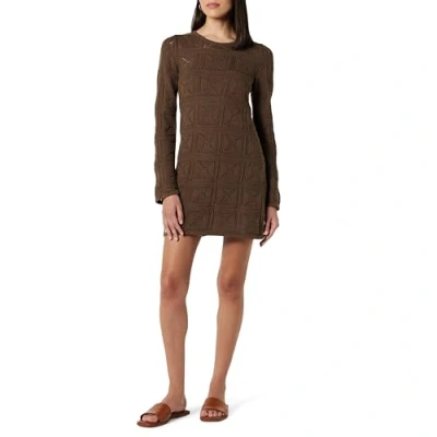 Abbildung von The Drop Mikro Mini Kleid für Damen, Laney, Gehäkelt, Kaffeebraun, XL