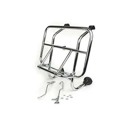 Abbildung von MOTONOSTRA Gepäckträger schwarz klappbar vorne kompatibel für Vespa Smallframe V50, PV125, ET3, PK S, XL, XL2, Largeframe