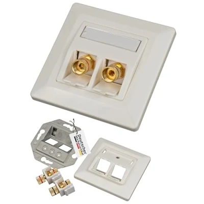 Abbildung von tsnetworks Bananenstecker Lautsprecher Anschlussdose mit Polklemme Keystone Modul vergoldet rot/schwarz, High End Anschlussterminal Buchse für Lautsprecherkabel bis 4 mm²