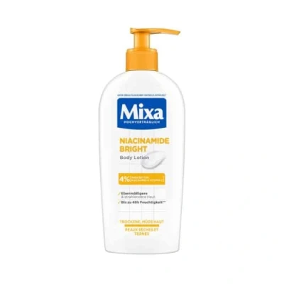 Abbildung von Mixa Niacinamide Bright pflegende Body Lotion mit 4% Shea Butter, Niacinamid und Vitamin C für eine ebenmäßigere strahlende Haut, 250 ml