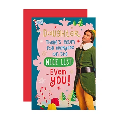 Abbildung von Hallmark Weihnachtskarte für Tochter lustiges Warner Bros Elfen Design