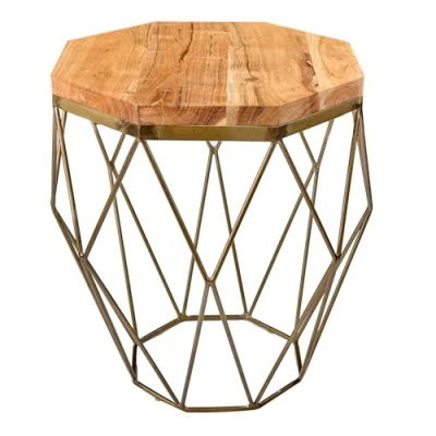 Abbildung von riess ambiente Beistelltisch DIAMOND 50cm natur / messing (Einzelartikel, 1 St), Wohnzimmer · Akazie Massivholz lackiert Metall Industrial Design