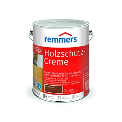 Abbildung von Remmers Holzschutz Creme 3in1 nussbaum, 5 Liter, tropffreie Holzlasur für aussen, 3in1: Imprägnierung, Grundierung &amp; Lasur in EINEM Arbeitsgang