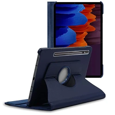 Abbildung von ebestStar Hülle für Samsung Galaxy Tab S7+ SM T970, Drehbar Schutzhülle, PU Lederhülle, Rotierende Ständer Etui, Rotating Case Cover, Dunkelblau