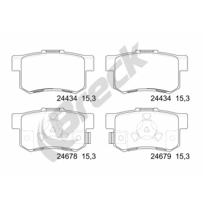 Abbildung von BRECK 24434 00 704 Bremsbelagsatz mit akustischer Verschleißwarnung, inkl. Verschleißwarnkontakt HONDA: CR V 4, ACCORD 8, 8 Kombi