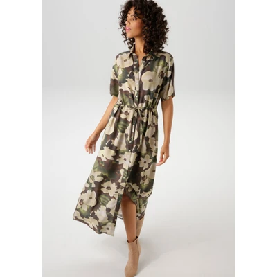 Abbildung von Aniston CASUAL Blusenkleid mit farbharmonischen Blumendruck im Batikdessin NEUE KOLLEKTION