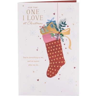 Abbildung von UK Greetings Weihnachtskarte für die Person, ich liebe, mit Strumpf