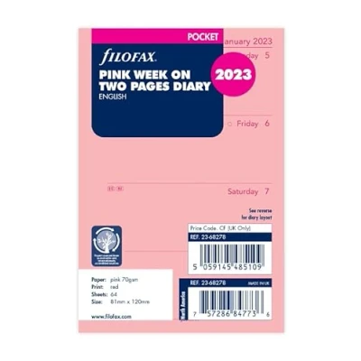 Abbildung von Filofax Pocket 1 Woche auf 2 Seiten (englisch)2023 Rosa