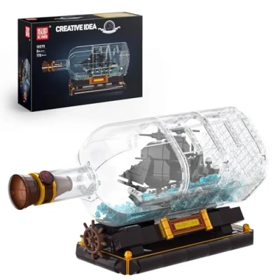 Abbildung von Mould King 10070 Piratenschiff in Flasche Bausteine Black Pearl Segelschiff Klemmbausteine Sammler Schiffsmodell Geschenk für ab 8 Jahren(778 Teile)