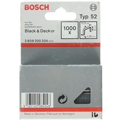Abbildung von Bosch Accessories Professional 1000x Flachdrahtklammer Typ 52 (Karton, Papier, Folien, 12.3 x 1.25 6 mm, Zubehör Tacker)