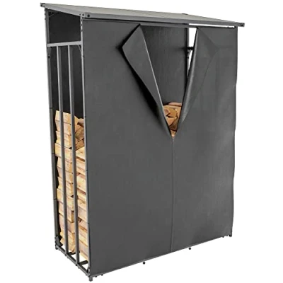Abbildung von CLP Kaminholzregal Ruston mit Plane L, BxTxH:130x70x185 cm, Metall