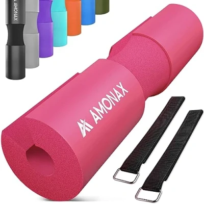 Abbildung von Amonax langhantel polster, nackenpolster Barbell Pad nackenschutz für hip thrust und squat, andere Übungen, Fitness, Krafttraining Männer Frauen (Rosa)