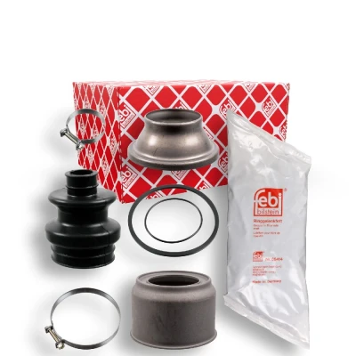 Abbildung von FEBI BILSTEIN 08460 Achsmanschette Hinterachse, radseitig Gummi mit Fett Schellen MERCEDES BENZ: W123 Coupe, Limousine, SL Cabrio