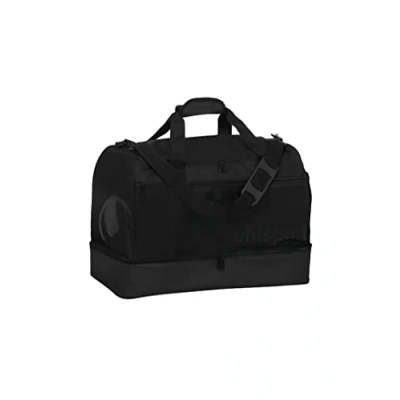 Abbildung von Uhlsport ESSENTIAL 50 Liter SPIELERTASCHE Sporttasche Reisetasche für Damen und Herren mit Bodenfach Tasche Sport, Reisen, Fitness, Gym, Handball, Fußball Schwarz