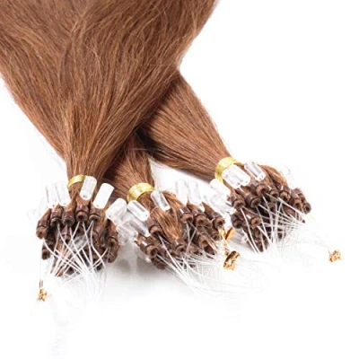 Abbildung von hair2heart Microring Extensions Echthaar glatt 25 Strähnen 1g 60cm 8/03 hellblond natur gold
