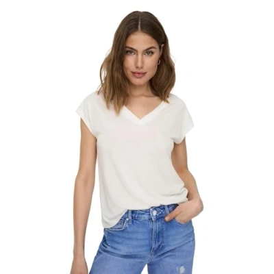 Abbildung von ONLY Vausschnitt Tshirt basic, Damen, Größe: XS, Cloud dancer
