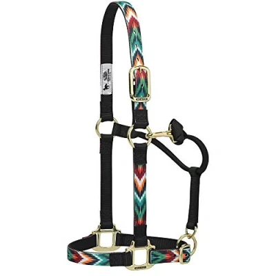 Abbildung von Weaver Leather Chevron verstellbares Nylonhalfter für Pferde, groß, Schwarz/Mehrfarbig