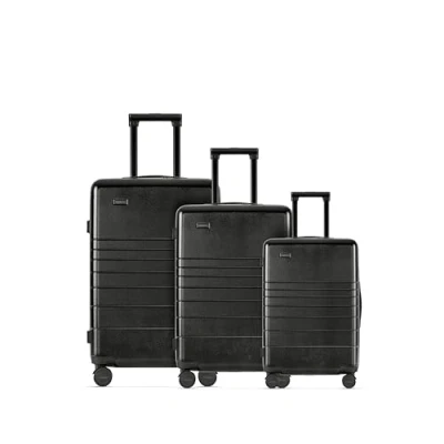Abbildung von ETERNITIVE Hartschalenkoffer 3 er Set Rollkoffer aus Polycarbonat &amp; ABS Reisekoffer mit 360 Rollen Handgepäck 32L, Mittelgroß 64L Groß 98L Trolley TSA Schloss Schwarz