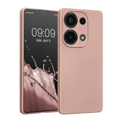 Abbildung von kwmobile Handyhülle kompatibel mit Xiaomi Redmi Note 13 Pro 4G Hülle weiche Silikon Case metallisch schimmernd in Metallic Rosegold