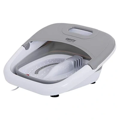 Abbildung von Camry Fußmassagegerät CR 2174, 500 W, zusammenklappbar, mit Tragegriff, Heizfunktion, Sprudelmassage, Vibrationsmassage, Wellness Fußbad, Fußmassage, weiß / grau