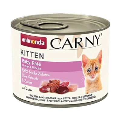 Abbildung von Carny Katzen Nassfutter Kitten Baby Paté (12 x 200g), ohne Getreide und Zucker von animonda für wachsende Kätzchen bis 1 Jahr, mit frischen Zutaten