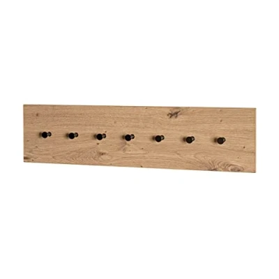 Abbildung von HAKU Möbel Wandgarderobe Eiche, schwarz, MDF, Metall Maße: B 80 cm x H 20 T 5 cm, Style: Modern