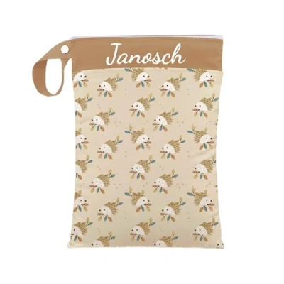 Abbildung von Nasstasche für Kita Wechselwäsche, Wasserdicht, Waschbar, mit Reißverschluss, Personalisierbar, Name, Kindergarten, Strand, Sport (Forest Friends)