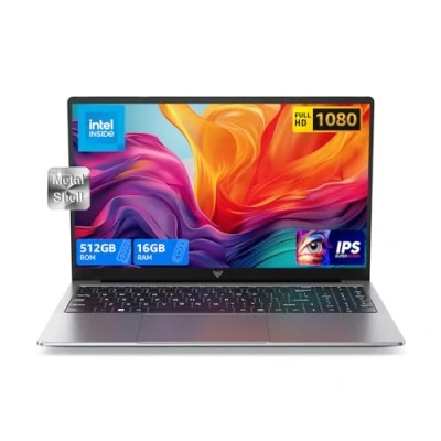 Abbildung von ACEMAGIC Laptop, Metallgehäuse, 15,6 Zoll FHD, 16 GB DDR4 512 SSD Notebook, In tel Quad Core N97(bis zu 3,60 GHz) schlägt N5095,Leichter Laptop 15 mit WiFi, BT5.0, USB 3.2x2, Type C,HDMI(Gray)