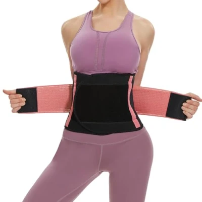 Abbildung von SIHOHAN Bauchweggürtel, Schwitzgürtel Fitness Gürtel, Verstellbarer Taille Trimmer Gürtel Fitnessgürtel, Waisttrainer Taillenformer, Bauchgürtel für Herren und Damen（Rosa, XL）