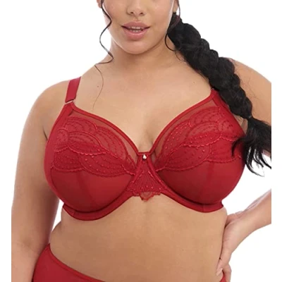 Abbildung von ELOMI Women&#039;s Plus Size Priya Underwire Plunge Bra, Haute RED, 36E