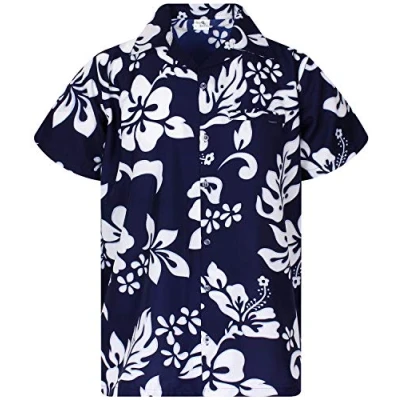 Abbildung von King Kameha Funky Hawaii Hemd, Herren, Kurzarm, Hibiscus, Navy Blau, XXL