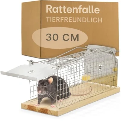 Abbildung von Praknu Kleintierkäfig Rattenfalle Lebendfalle 30cm Groß, Groß Effektiv und Robust für Wühlmause Ratten