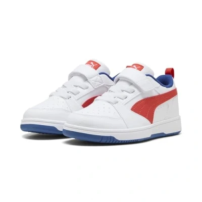 Abbildung von Puma Rebound V6 Lo Sneakers Kinder Schuhe Mit Colorful White/Fierce Red/Clyde Royal Größe: 31.5