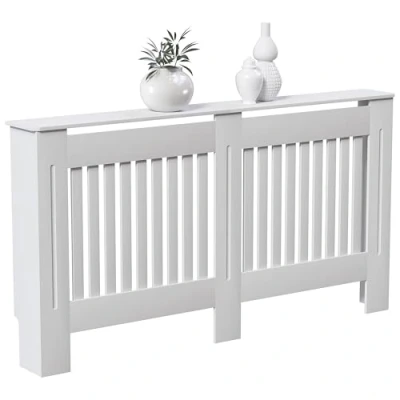 Abbildung von Vida Designs Chelsea Heizkörper Abdeckung, modernes Lattendesign, weiß lackierte MDF, groß