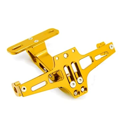 Abbildung von Universal CNC Aluminium Motorrad Hintere Kennzeichenhalter Nummernschildhalter mit Rücklicht für Z650 Z750 Z800 Z1000 Z900 Z300 Z250 (Gold)