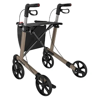 Abbildung von Rehasense Rollator 4 Räder klappbar leicht Senioren Gehhilfe Server L Champagner höhenverstellbar