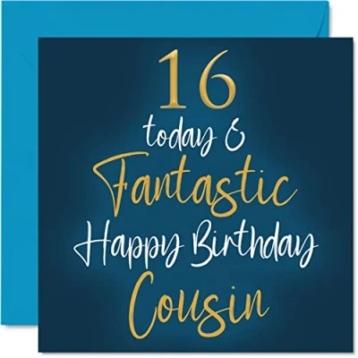 Abbildung von Stuff4 Fantastische Geburtstagskarte zum 16. Geburtstag für Cousin 16 Today Fantastic Karte von Verwandten Geburtstagsgeschenke 145 mm Geburtstagsgrußkarten Geschenk