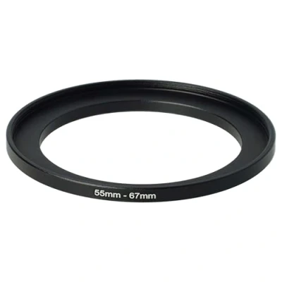 Abbildung von vhbw Step Up Ring Adapter von 55 mm auf 67 für Kamera Objektiv Filteradapter, Metall, Schwarz
