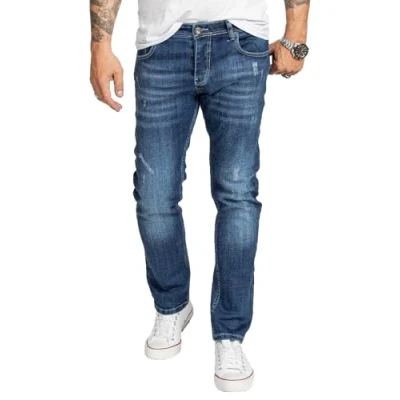 Abbildung von Rock Creek Herren Jeans Regular Fit Stretch Männerhose Herrenjeans Denim Hosen Herrenhose Straight Cut Stonewashed RC 2410 Blau W44 L36