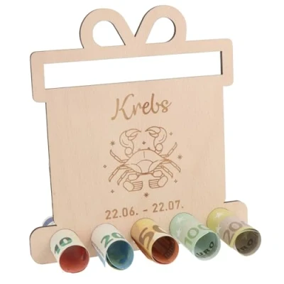 Abbildung von Spruchreif® Spardose Geldgeschenke, Geschenke aus Holz, Geburtstagsgeschenk Sternzeichen