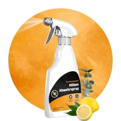 Abbildung von Schädlingsmeister Milben Abwehrspray 500 ml Milbenspray für Matratzen und Möbel Schutz mit Eukalyptus &amp; Chrysanthemum Extrakt Anti Spray Hausstaubmilben bekämpfen Made in Germany