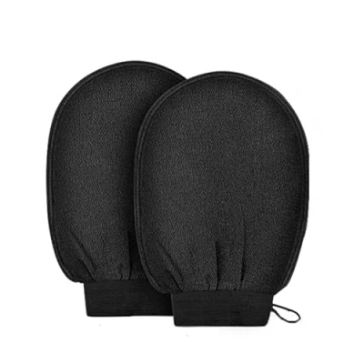 Abbildung von Peelinghandschuh 2 Stück,Massage Peeling Handschuh Handschuhe, Exfoliating Gloves, hamam handschuh, Gloves für Körper Und Gesicht(Schwarz)