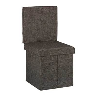 Abbildung von Relaxdays Faltbarer Sitzhocker mit Lehne HBT 73 x 38 cm stabiler Sitzcube praktischer Fußablage als Sitzwürfel und Sitzbank Leinen Aufbewahrungsbox Deckel zum Abnehmen, braun