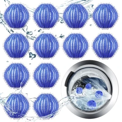Abbildung von 12 pcs fusselbälle waschmaschine,Tierhaarentferner waschmaschine,Fusselball für waschmaschine,Wiederverwendbar tierhaarentferner,Anti waschmaschine entfernt tierhaare fusseln(Tiefblau)