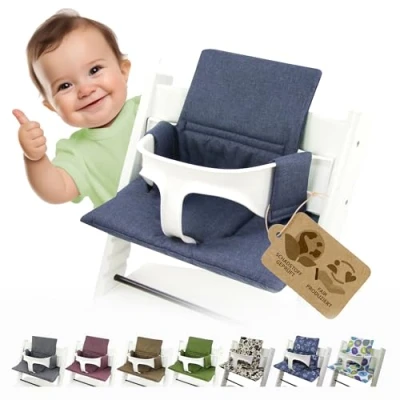 Abbildung von BAMBINIWELT Sitzkissen Auflage Bezug Ersatzkissen Kissen kompatibel mit Stokke Tripp Trapp Hochstuhl (org. marine)