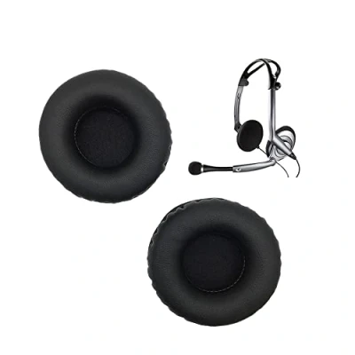 Abbildung von Ersatz Ohrpolster aus Leder mit Memory Schaum für Plantronics Audio DSP 400 Kopfhörer, Schwarz