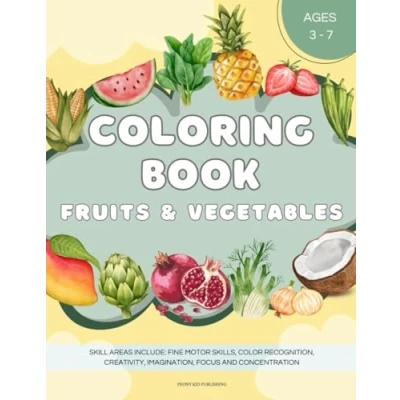 Abbildung von Fruits and Vegetables Coloring Book for Kids: Fun Educational Pages